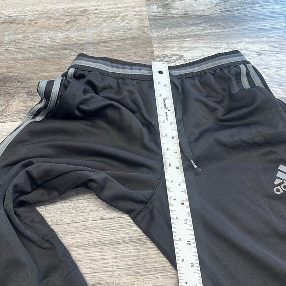 Adidas Climacool Black Gray Mens S 3-Striped Fleece Trackpants Jogger Tapered - Picture 12 of 14